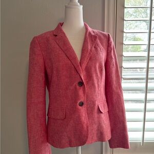J. Crew Pink Linen-Blend Tailored Blazer